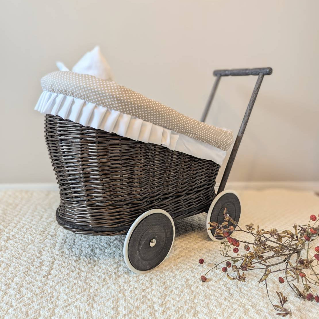 木製ドールバギー｜Chloe ブラック×ダークブラウン