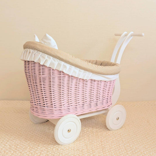 木製ドールバギー｜限定デザイン　ピンク&ホワイト