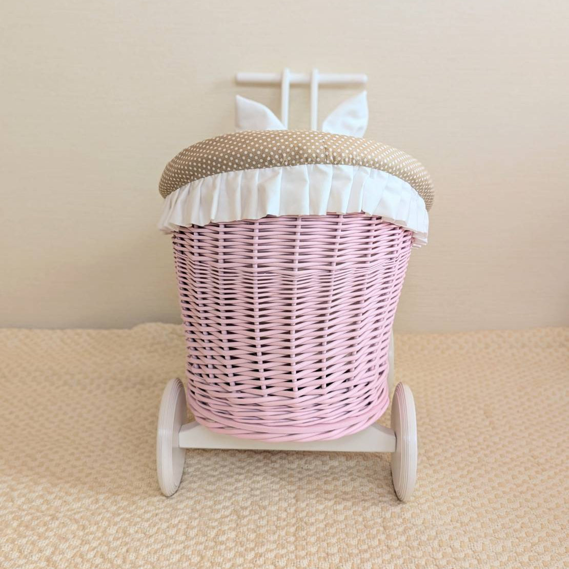 木製ドールバギー｜限定デザイン　ピンク&ホワイト